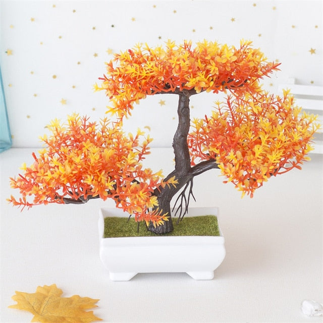 Fake Bonsai Mini Tree Plant Potted Flower Blossoms Natural Elegance NEW