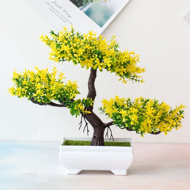 Fake Bonsai Mini Tree Plant Potted Flower Blossoms Natural Elegance NEW