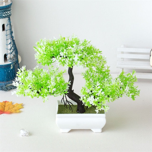 Fake Bonsai Mini Tree Plant Potted Flower Blossoms Natural Elegance NEW