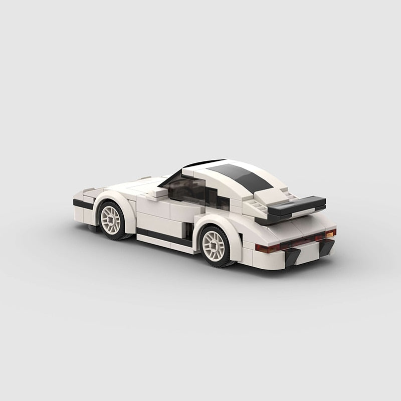 Porsche 930 Flat Nose Turbo Building Blocks White Racing Car, MOC Lego Compatible, AMB, NEW!