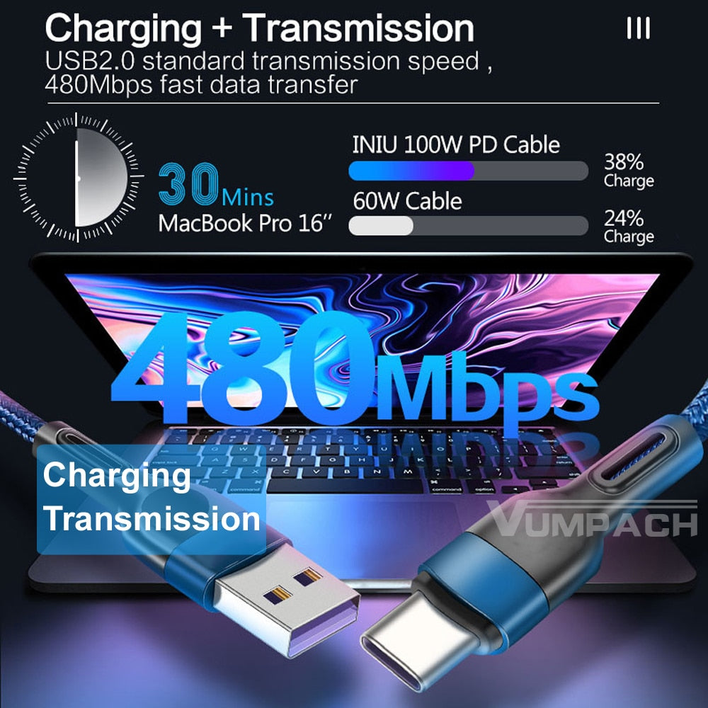 Fast Charging Data Cord USB Type-C Cable Durable NEW