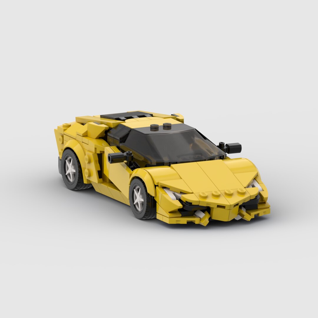 Aventador Racer Brick Building Blocks Yellow Lambo MOC Lego, AMB, NEW!