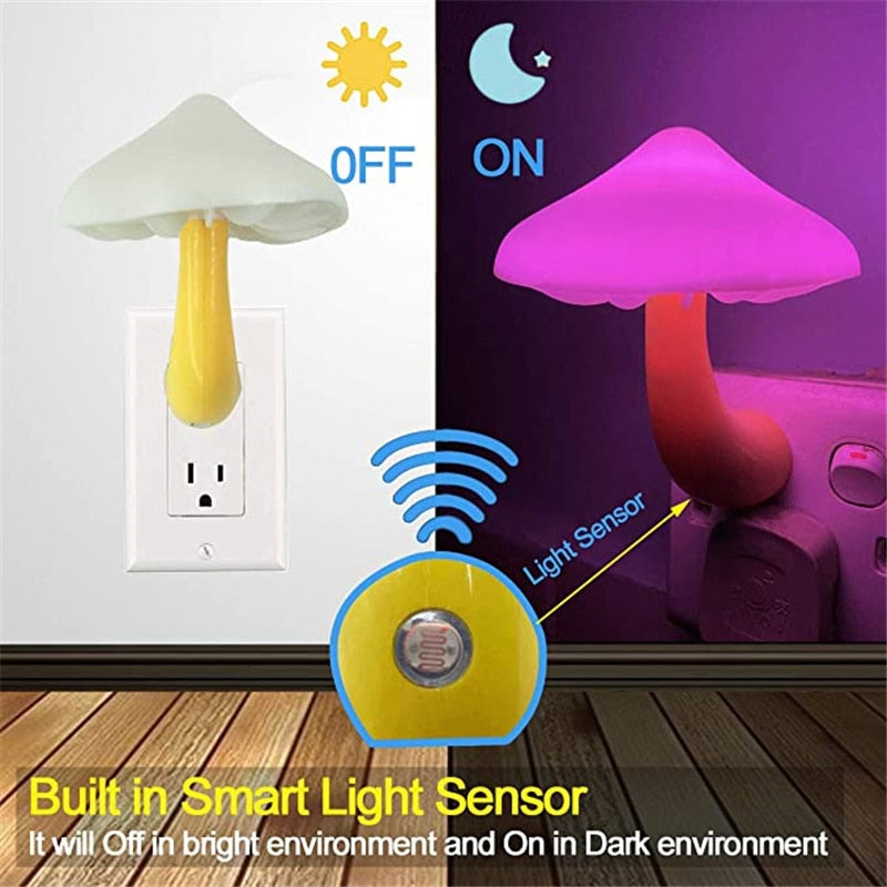 Magic Mushroom Shape Colorful LED Night Lights Lamp Wall Decor, NEW