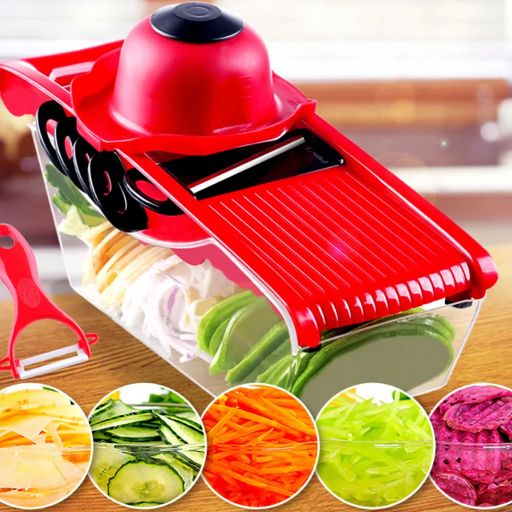 Multifunction Kitchen Food Slicer + 6 Blades + Container Fast Efficient Easy Clean NEW