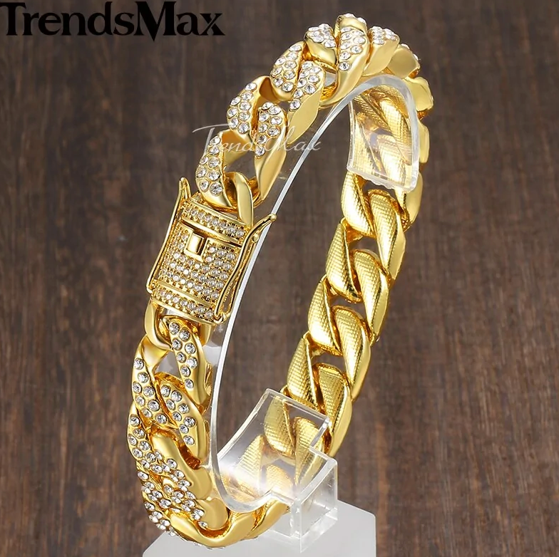 Miami Curb Cuban Chain Mens Bracelet Stylish Luxury Steel Alloy NEW
