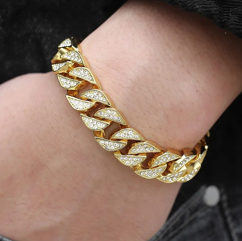 Miami Curb Cuban Chain Mens Bracelet Stylish Luxury Steel Alloy NEW