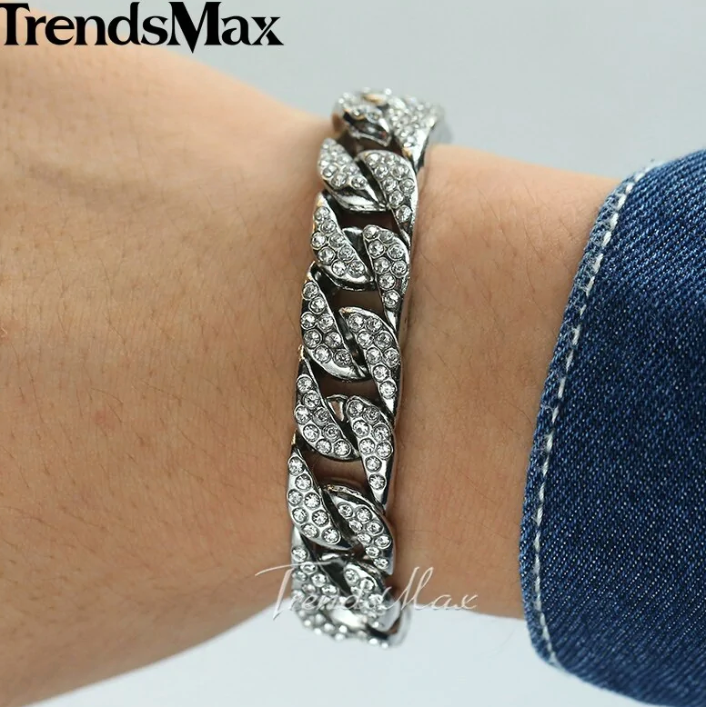 Miami Curb Cuban Chain Mens Bracelet Stylish Luxury Steel Alloy NEW