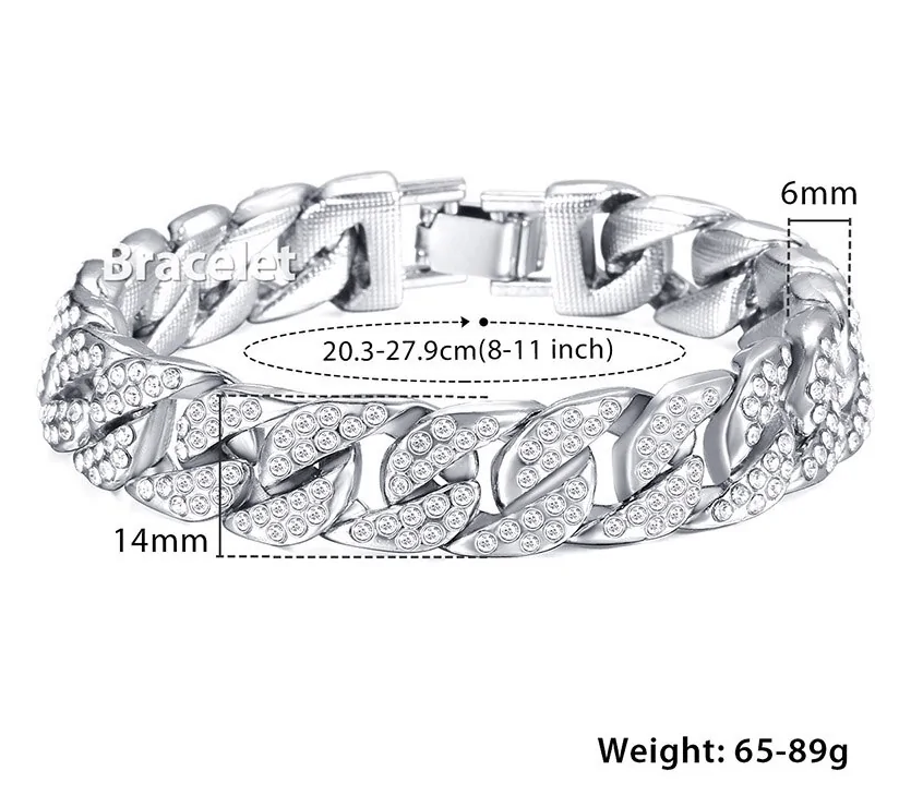 Miami Curb Cuban Chain Mens Bracelet Stylish Luxury Steel Alloy NEW