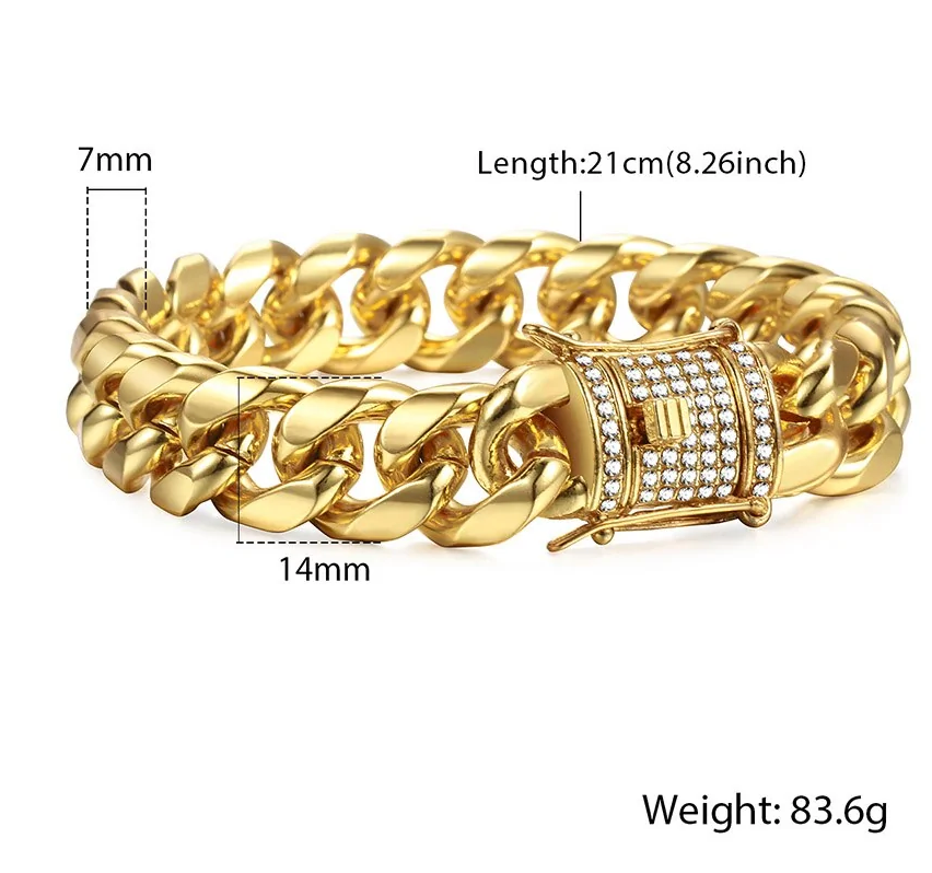 Miami Curb Cuban Chain Mens Bracelet Stylish Luxury Steel Alloy NEW