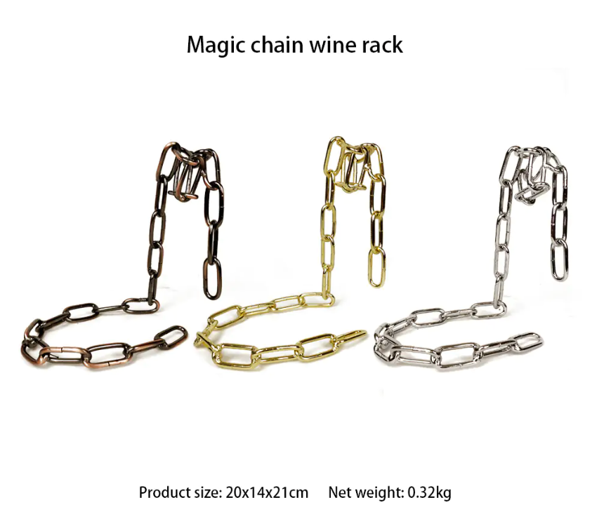 Magic Iron Chain Wine Bottle Holder Defy Gravity Novelty NEW