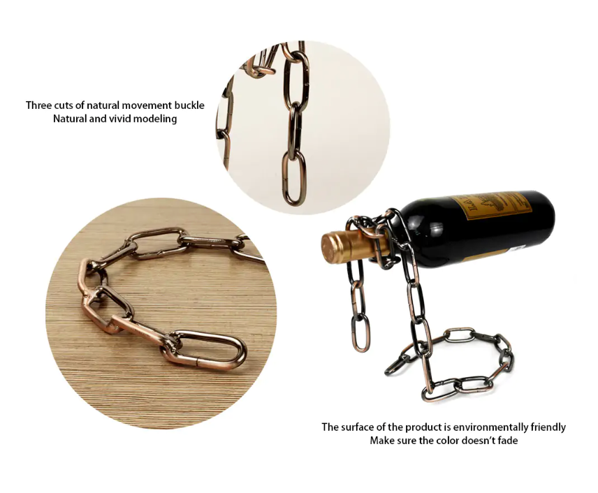 Magic Iron Chain Wine Bottle Holder Defy Gravity Novelty NEW