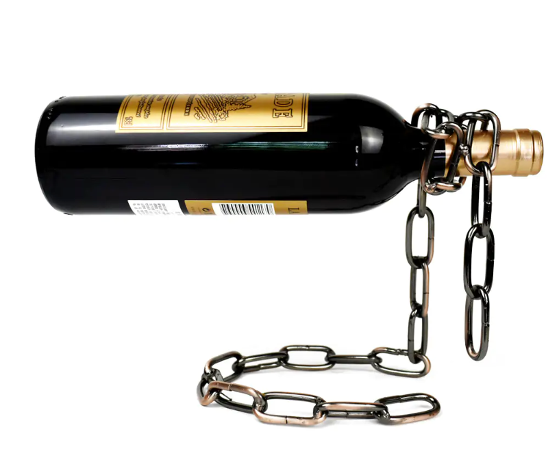 Magic Iron Chain Wine Bottle Holder Defy Gravity Novelty NEW