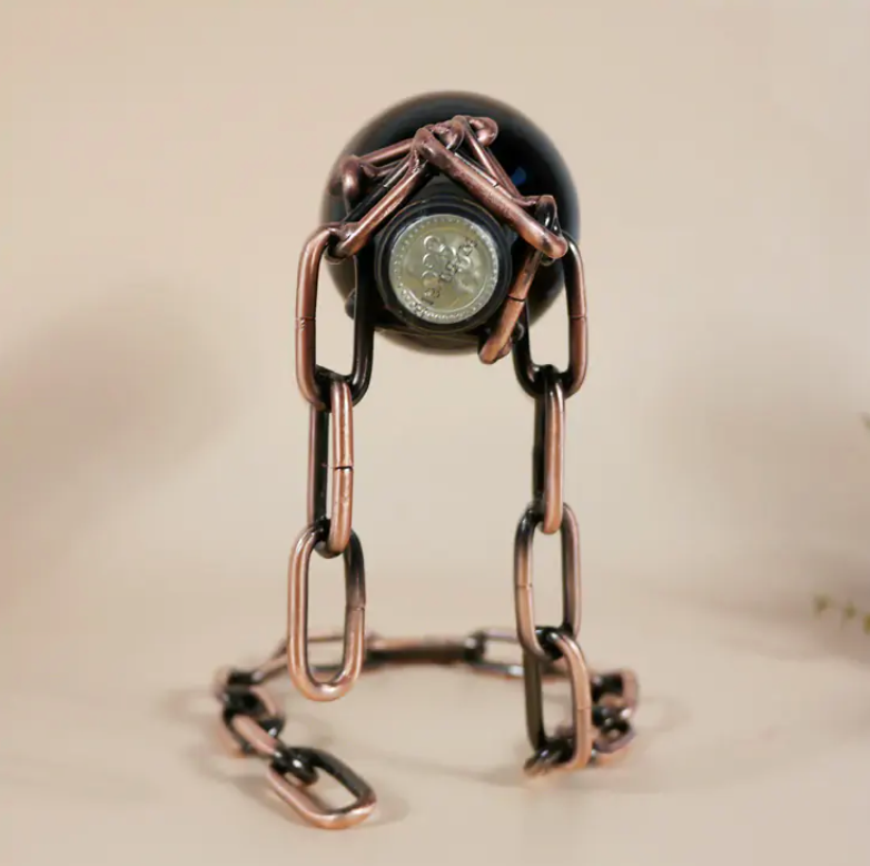 Magic Iron Chain Wine Bottle Holder Defy Gravity Novelty NEW