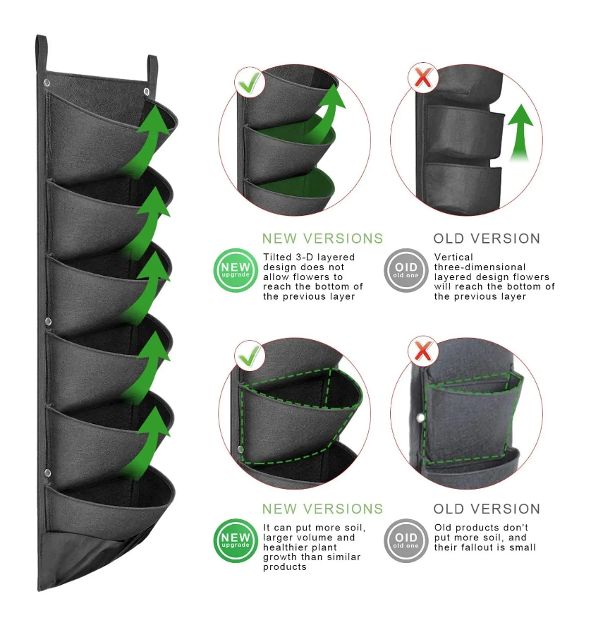 Vertical Hanging Garden Planter Flower Pots Space Saver Outdoor Decor Unique NEW