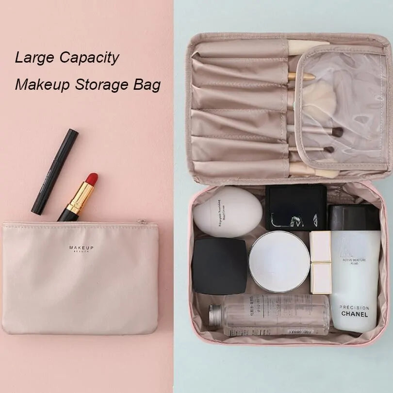 Makeup Bag Nylon Lrg Capacity Zipper Closure Travel Bag NEW