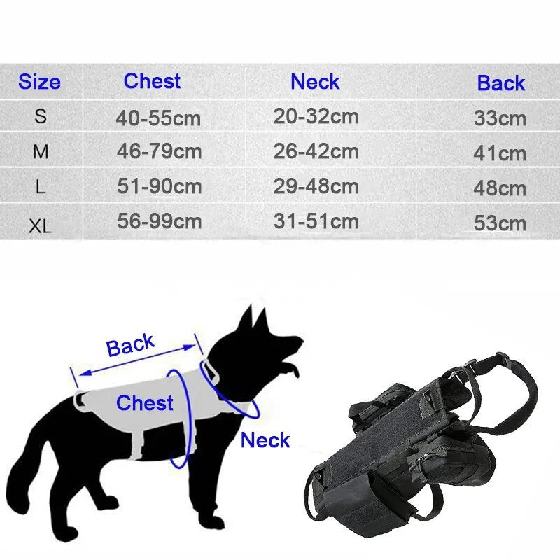 Tactical Military Dog Harness Backpack Supplies Durable All Season Nylon NEW