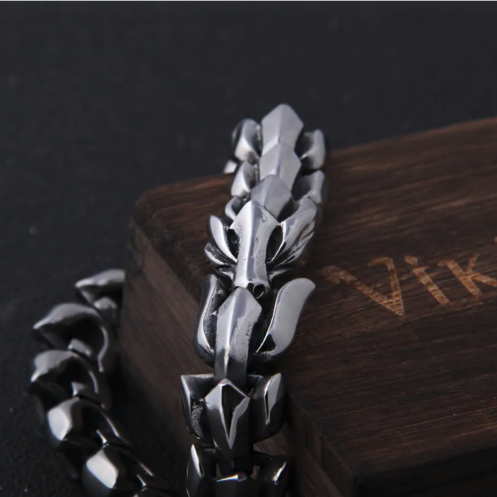 Viking Ouroboros Vintage Punk Mens Bracelet Stainless Steel Hip Hop Street Culture NEW
