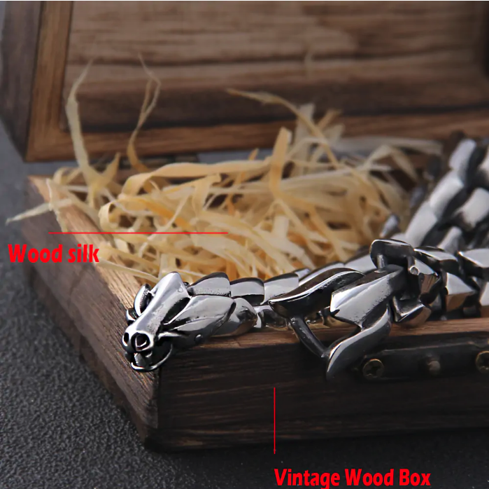 Viking Ouroboros Vintage Punk Mens Bracelet Stainless Steel Hip Hop Street Culture NEW