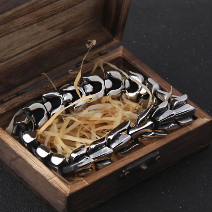 Viking Ouroboros Vintage Punk Mens Bracelet Stainless Steel Hip Hop Street Culture NEW