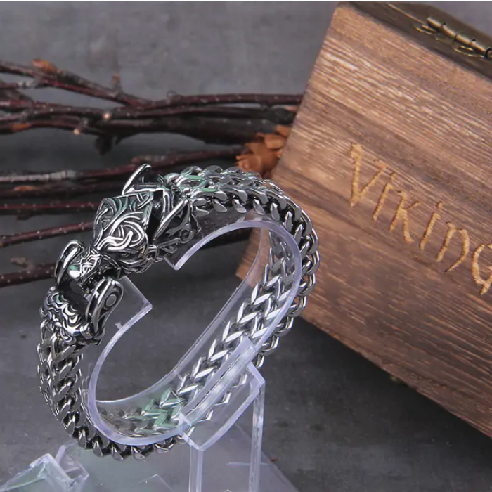 Viking Ouroboros Vintage Punk Mens Bracelet Stainless Steel Hip Hop Street Culture NEW