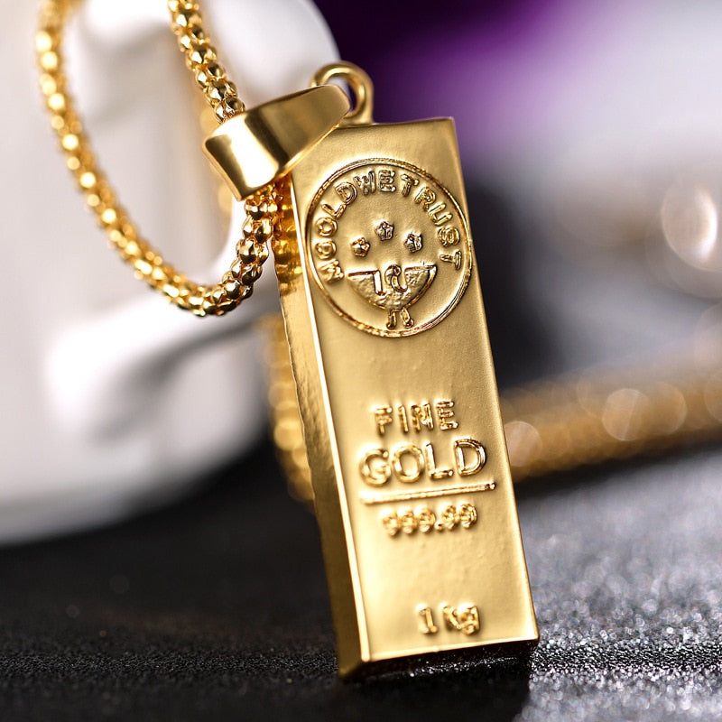 Hot MGOLD WE Trust Sterling Silver Gold Color Bar Necklace Pendant, AMB, NEW!