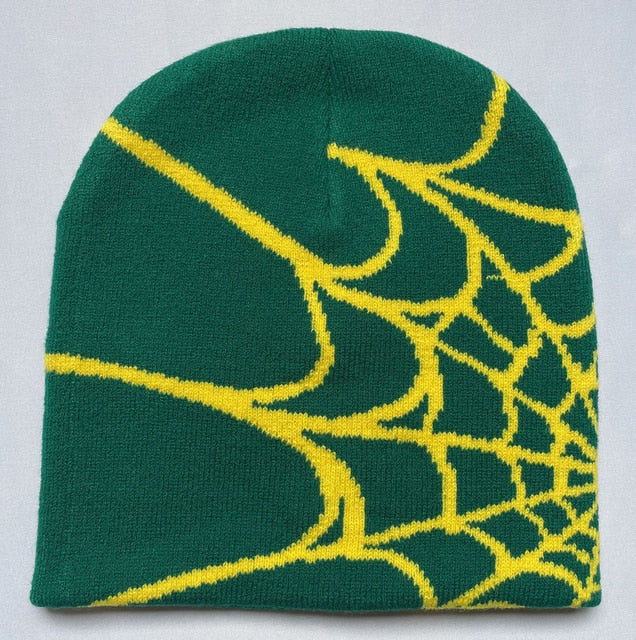 Gothic Spider Web Pattern Beanie Cap Halloween Outfit Accessory NEW