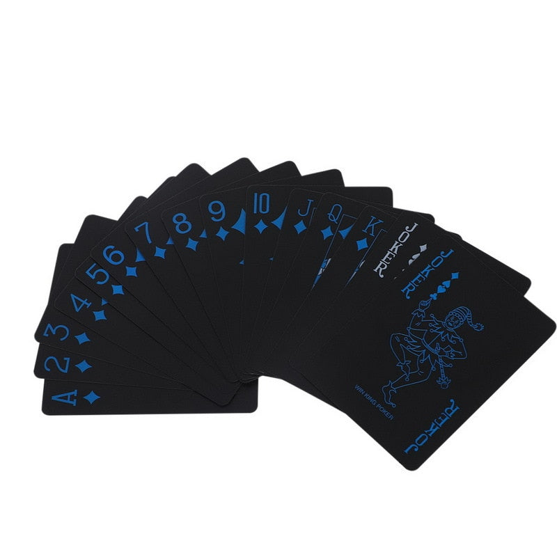 Deck Of Poker Cards, Water Resistant, Red or Blue on Black, Square, Ray, and Rose Gold Leaf NEW