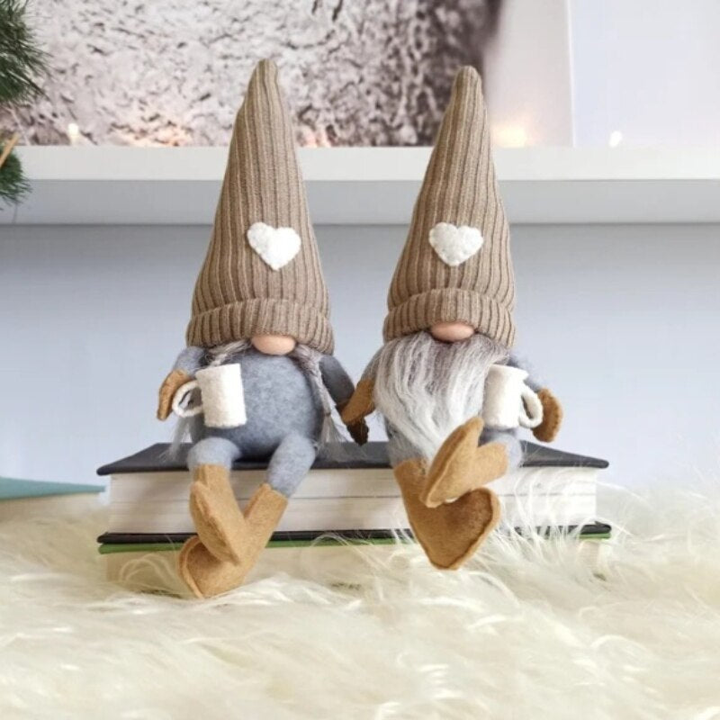Coffee Gnome Cloth Dolls Christmas Decor NEW