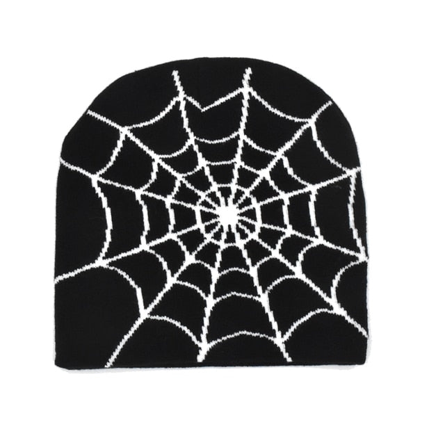 Gothic Spider Web Pattern Beanie Cap Halloween Outfit Accessory NEW