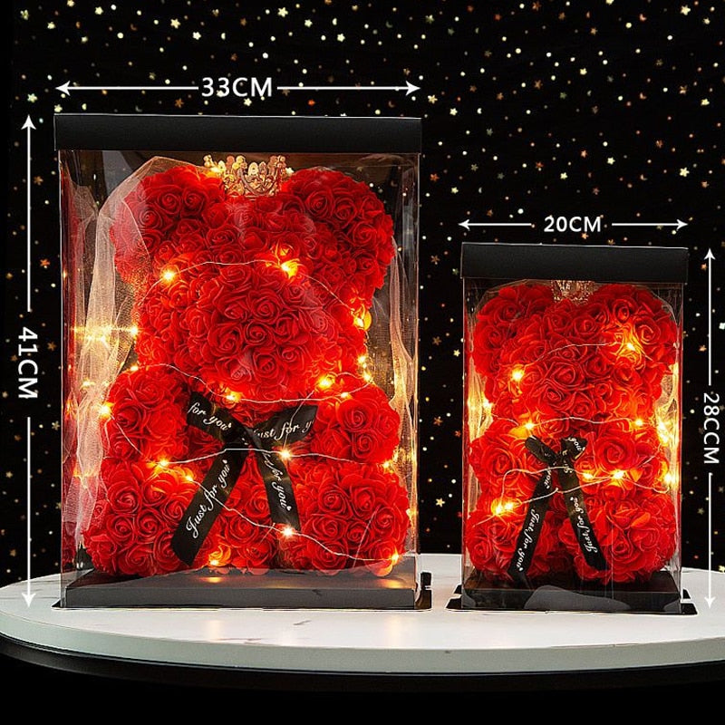 Valentines Day Wedding Decoration Red Rose Bear lights