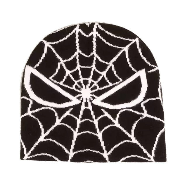 Gothic Spider Web Pattern Beanie Cap Halloween Outfit Accessory NEW