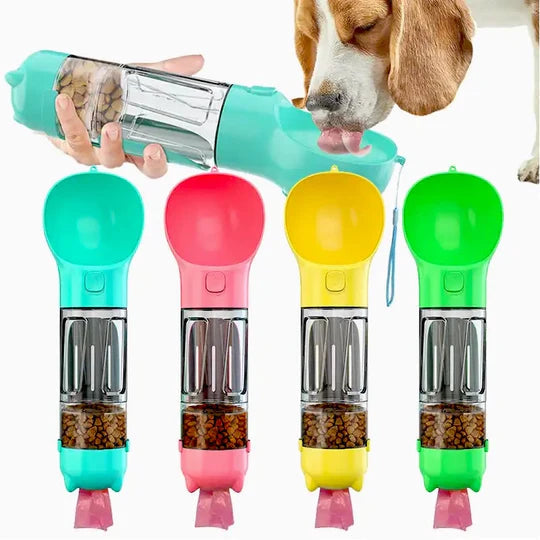Portable 3 in 1 Pet Water Bottle, Pet Feeder, Dog Cat Drinking Bowls, Food Water Dispenser NEW
