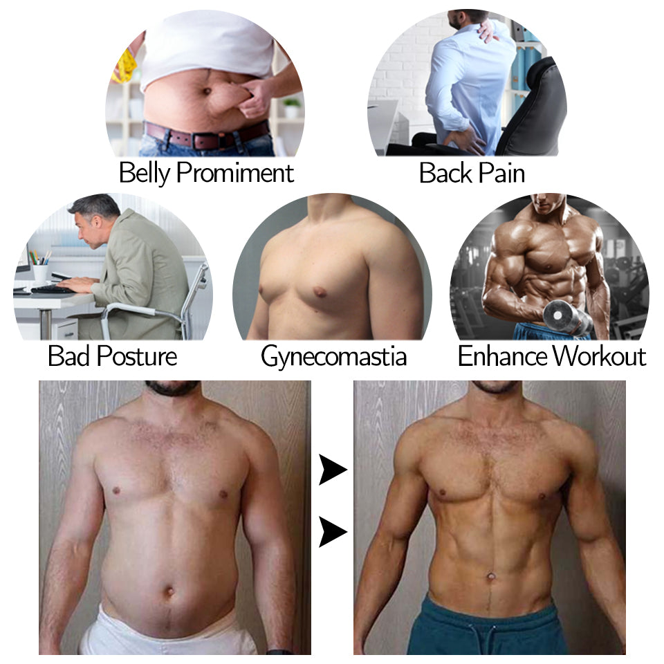 Mens Shaper Body Contouring Vest Tank Top Neoprene Belly Taming Torso Control NEW