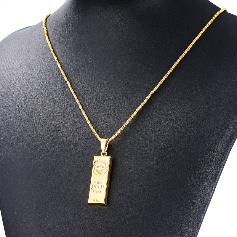 Hot MGOLD WE Trust Sterling Silver Gold Color Bar Necklace Pendant, AMB, NEW!
