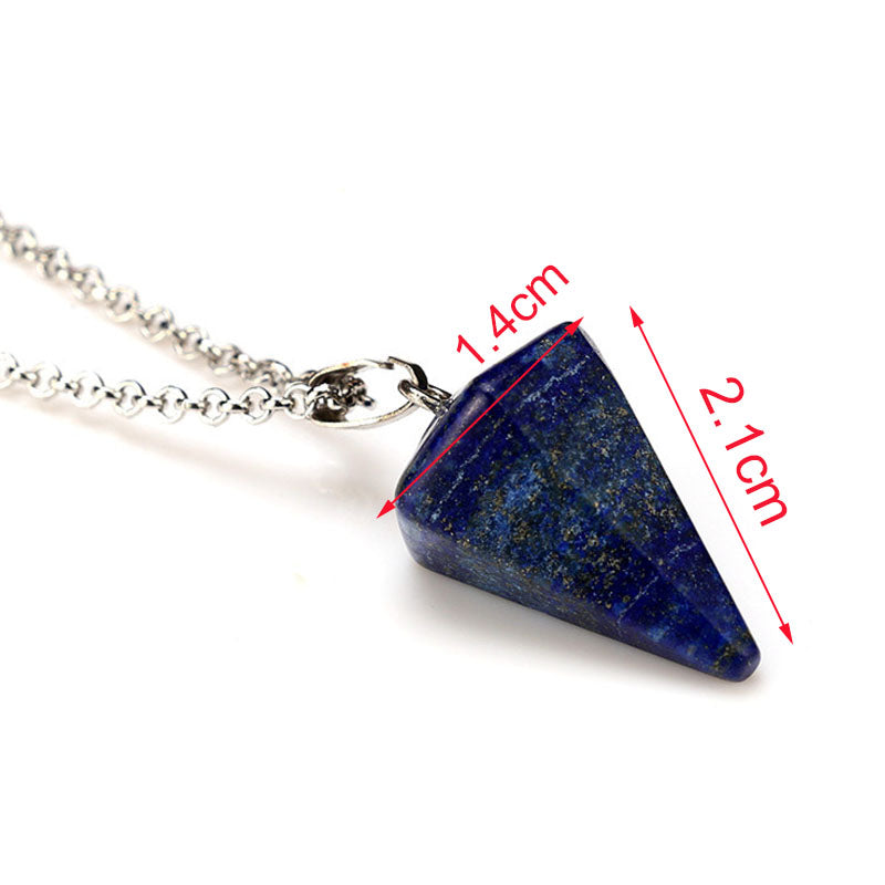 Natural Stone Pendant Necklace Stone Triangle Drop Clear White Black Green Coffee Blue Pink Multi Color, AMB, NEW!