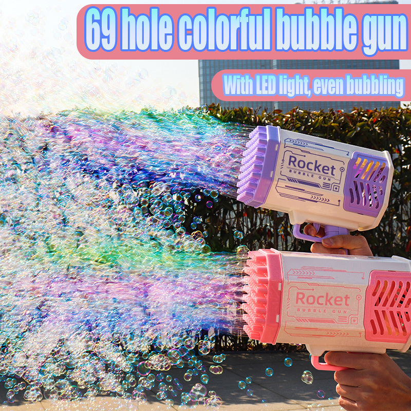 Rocket Launcher Bubble Gun Multi Color Rainbow Green Pink Blue Yellow