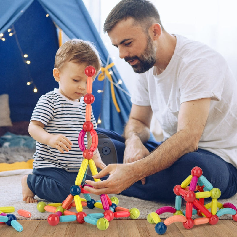 Kids Large Magnetic Constructor Sets Rods, Sticks, Wheels, Blocks Montessori Educational Toy NEW