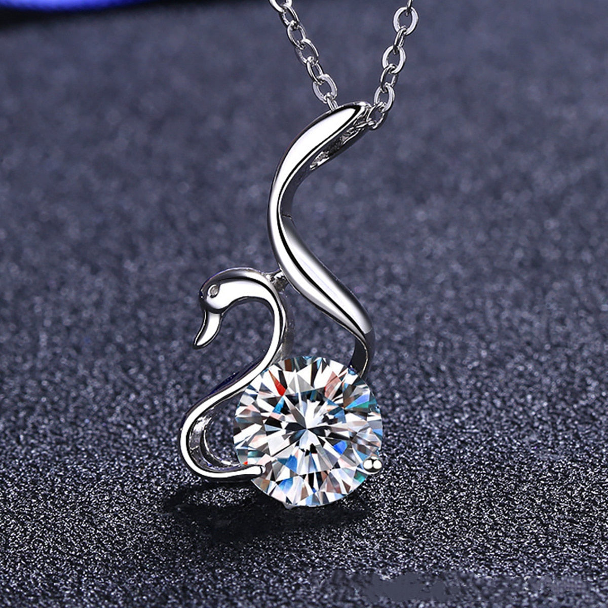 Valentines Day Moissanite Swan Diamond Necklace 100% 925 Sterling Silver