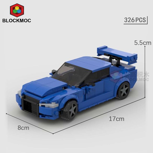 JDM Nissan Fast & Furious Blocks Build Car, Skyline GTR R34, S14, 350Z, R32, 240Z, Initial D Racing Sports Cars NEW