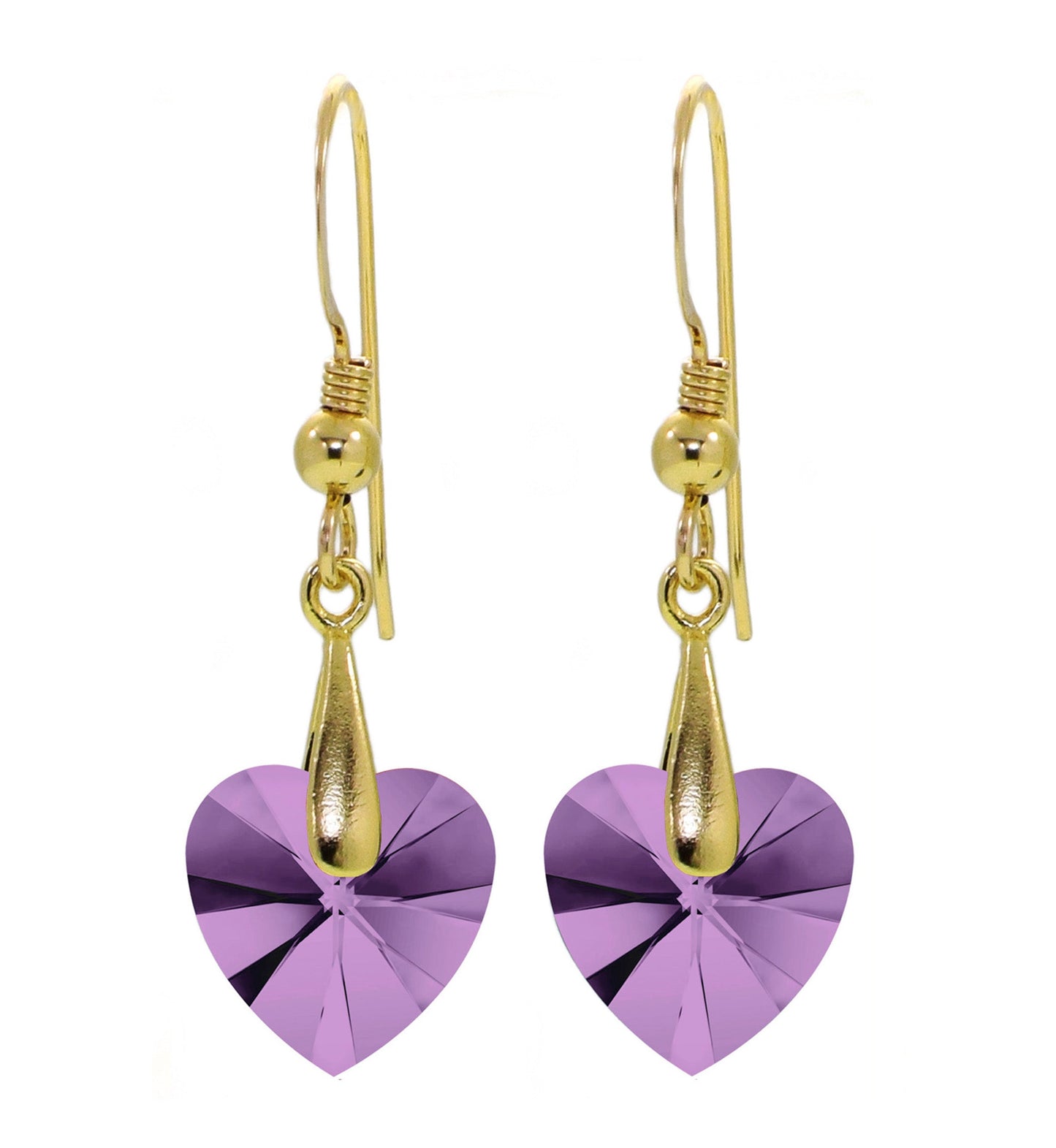 Gold Plated Silver" I Love You" Heart Necklace Set 24k Gold Inscribed in 12 Languages Red Purple Crystal, AMB, NEW!
