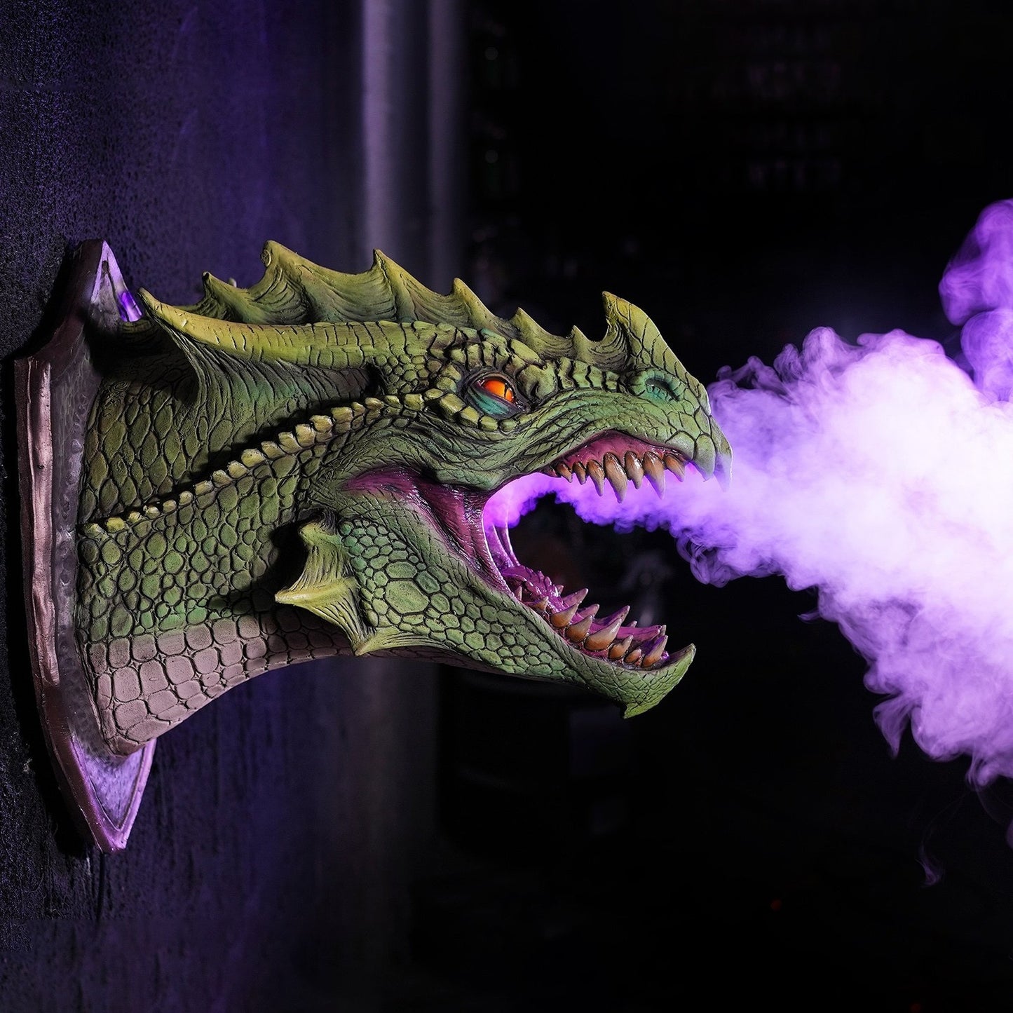 Fire Breathing Dragon 3D Wall Sculpture LED Lighted + Fog Machine NEW