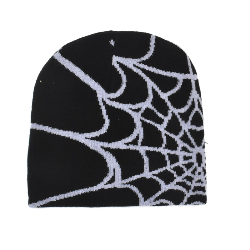 Gothic Spider Web Pattern Beanie Cap Halloween Outfit Accessory NEW