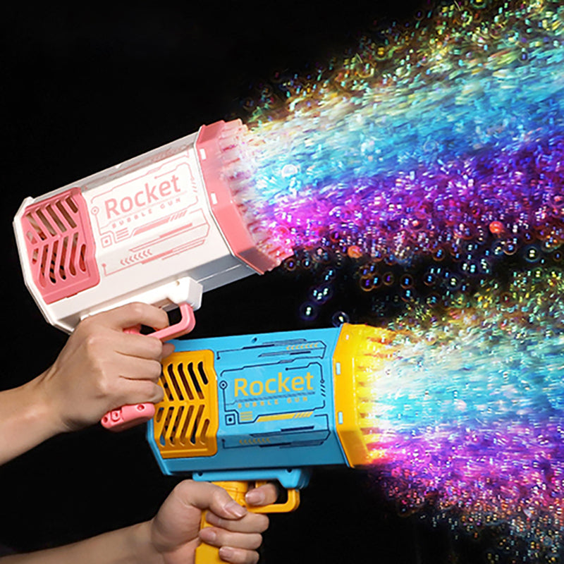 Rocket Launcher Bubble Gun Multi Color Rainbow Green Pink Blue Yellow