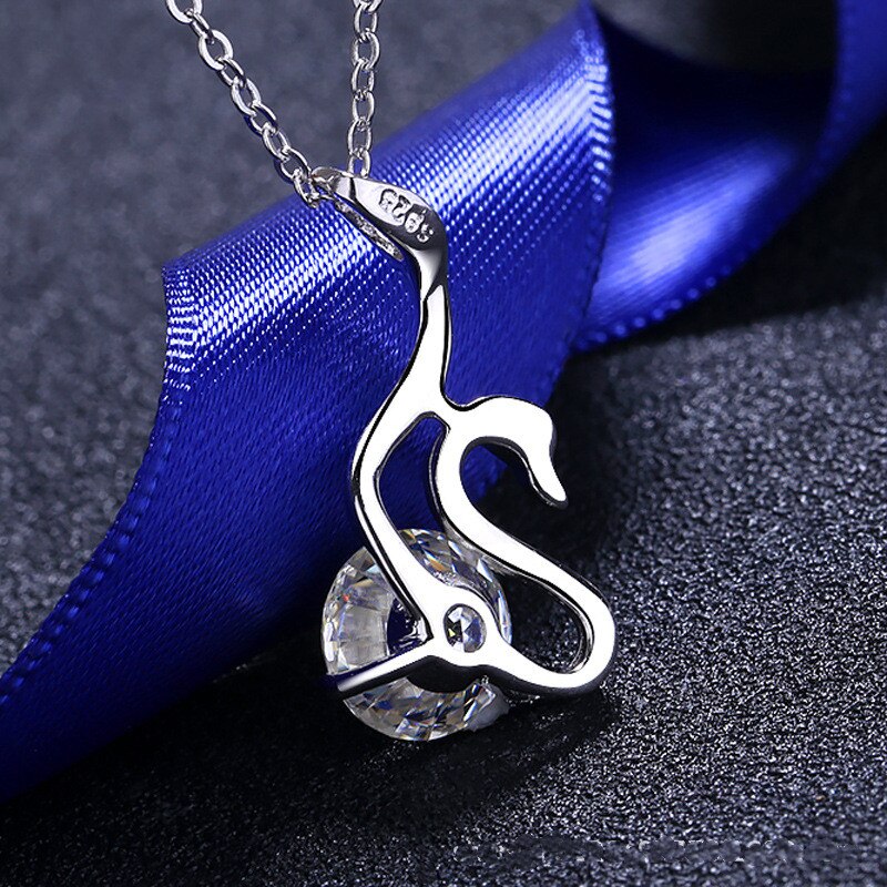 Valentines Day Moissanite Swan Diamond Necklace 100% 925 Sterling Silver