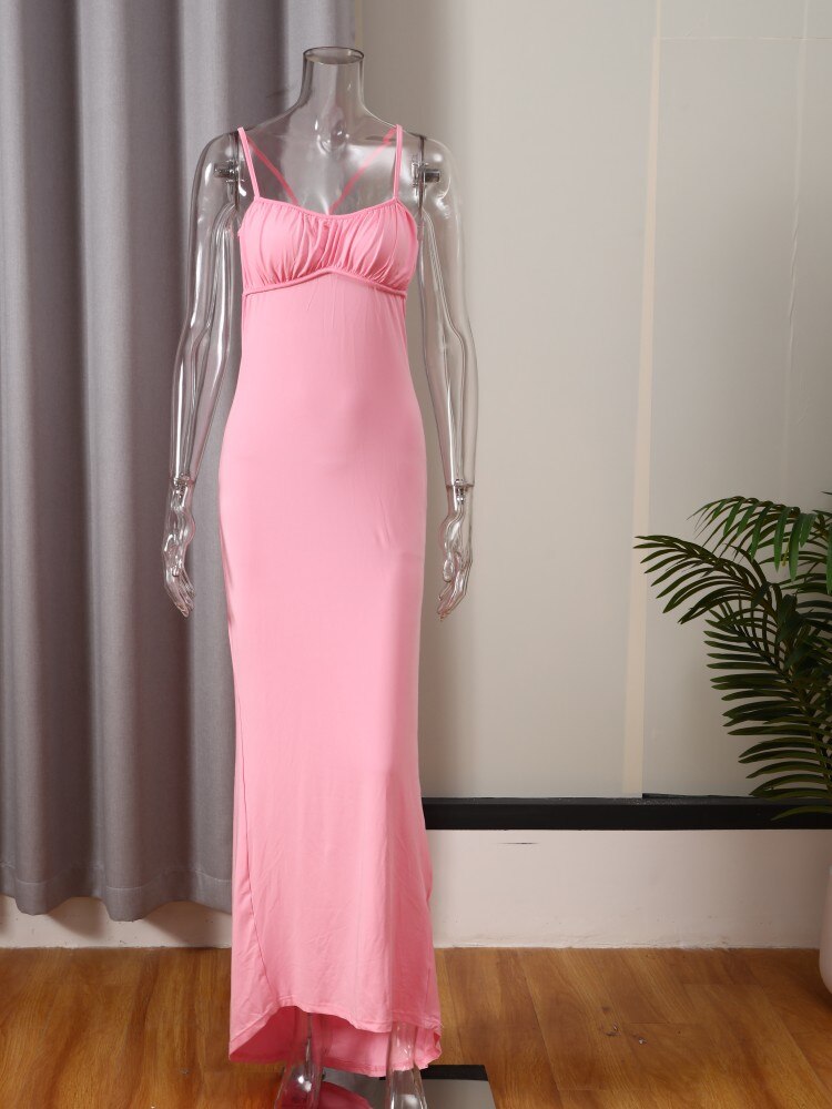 Backless Wrap Hip Long Sling Dress Formal Wear Elegant Gown Fitted, Bodycon Silhouette NEW