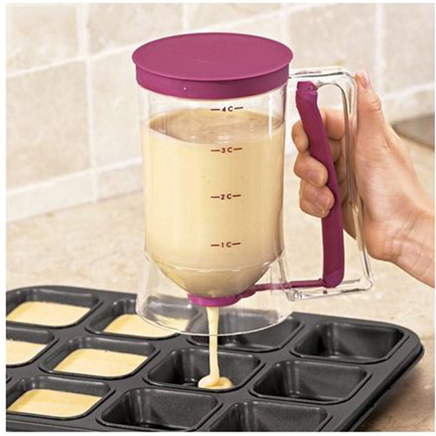 Pancake Batter Dispenser Kitchen Tool Quick & Clean Shutoff for Cupcakes, Waffles, Muffins, More NEW