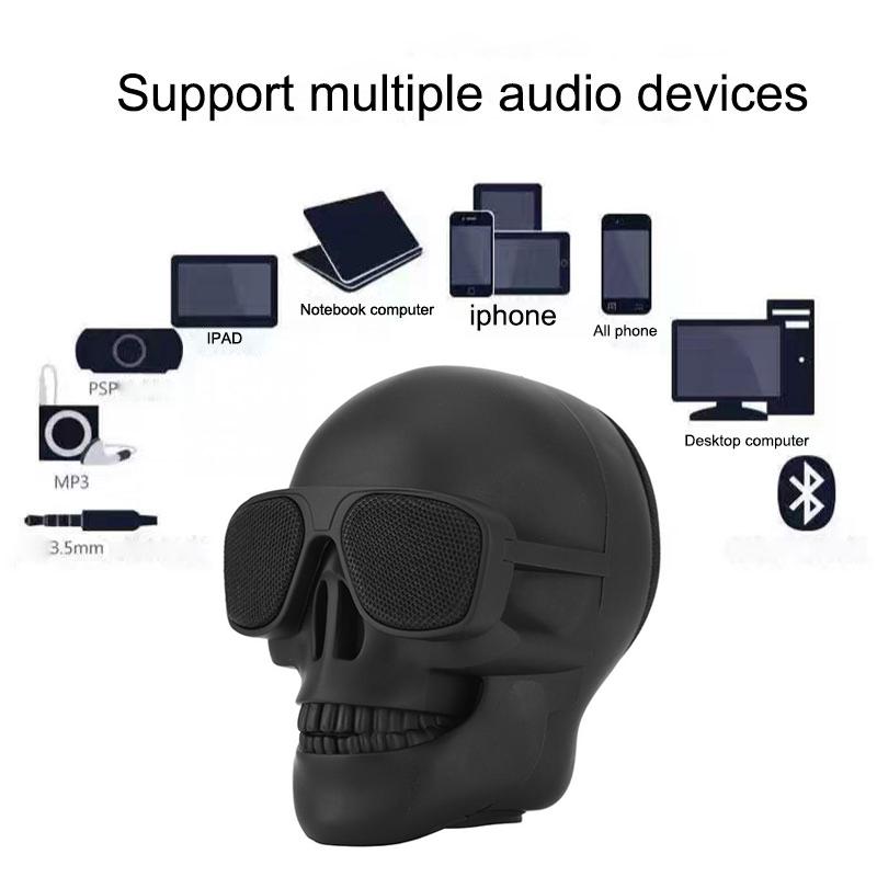 Skull Head Portable Bluetooth Wireless Speaker Stereo+Subwoofer Halloween Decor Ambience NEW