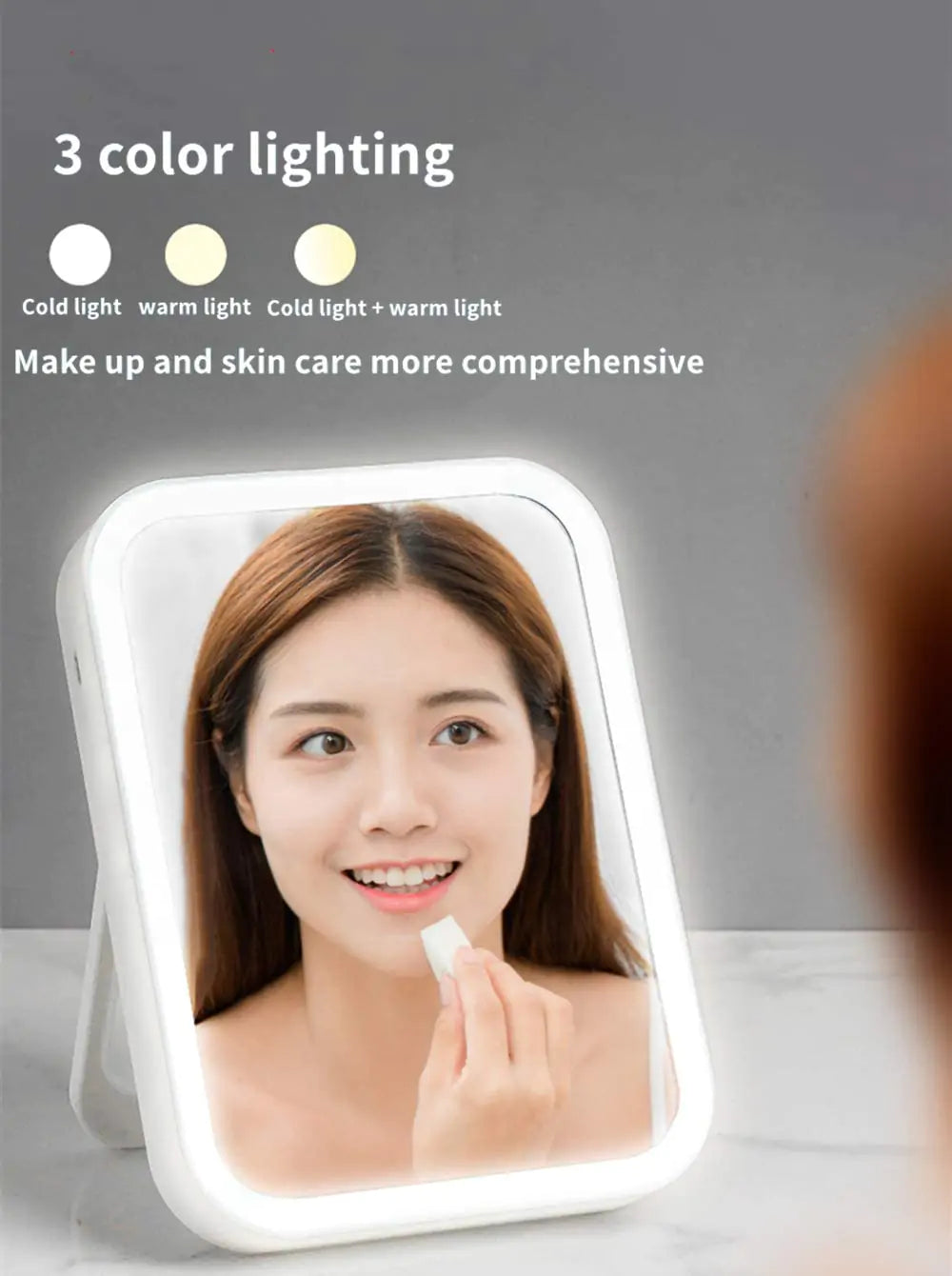 Smart Travel Makeup Lighted Mirror, Touch Screen, Adj. Brightness, Rechargeable NEW